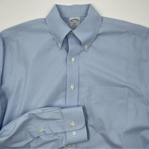 Brooks Brothers 1818 Regent Non- Iron 100% Cotton Light Blue Dress Shirt - Picture 3 of 8
